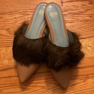 NWOT Frances Valentine Paloma Mule clog Sz 5.5B Fur Brown